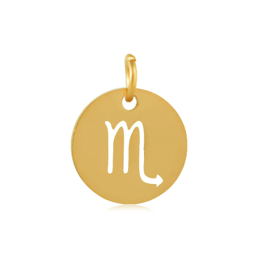 PandaHall 304 Stainless Steel Charms, Flat Round with Constellation/Zodiac Sign, Golden, Scorpio, 12x1mm, Hole: 3mm Stainless Steel Flat...