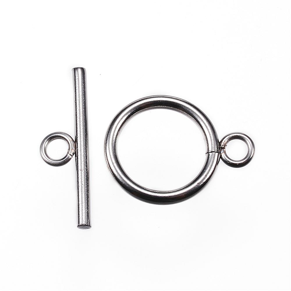 PandaHall 304 Stainless Steel Toggle Clasps, Stainless Steel Color, Ring: 20.5x16x2mm, Hole: 3mm; Bar: 23x7x2mm, Hole: 3mm Stainless Steel...