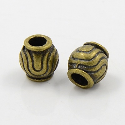 PandaHall Large Hole Beads, Alloy European Beads, Antique Bronze, Lead Free and Cadmium Free & Nickel Free, Barrel, Size: about 9mm in...