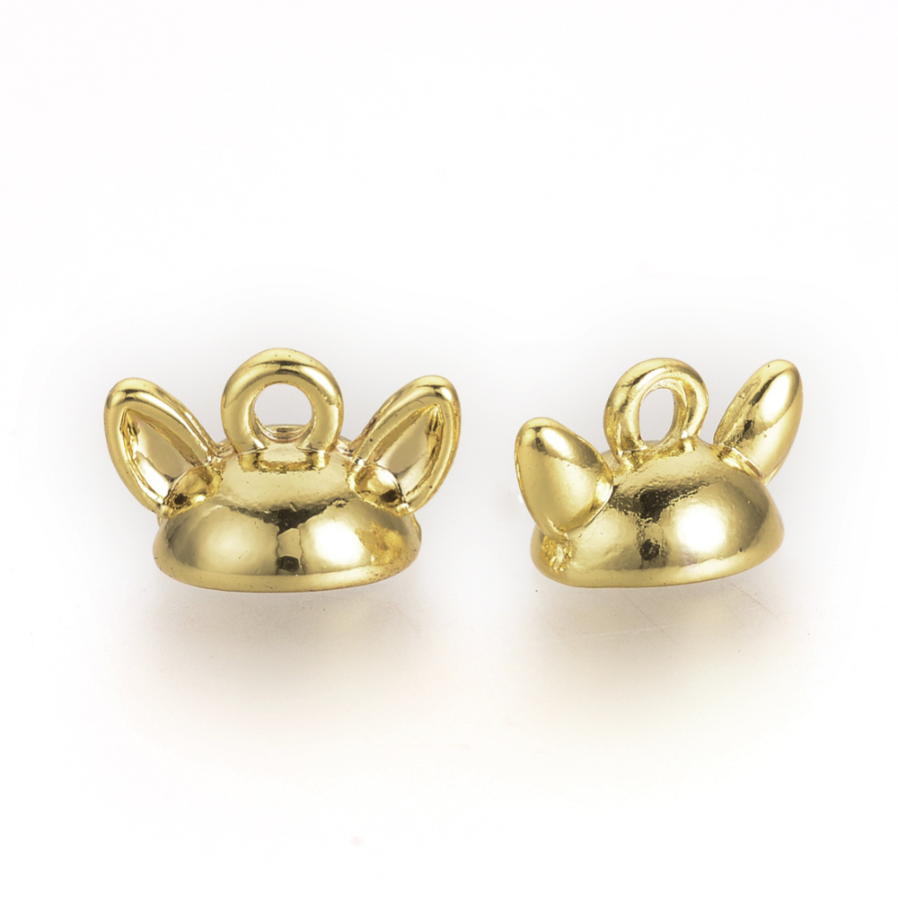 PandaHall Tibetan Style Alloy Pendant Bails, Ear, Golden, 6.5x11x7mm, Hole: 2.5mm; Inner Diameter: 6mm Alloy