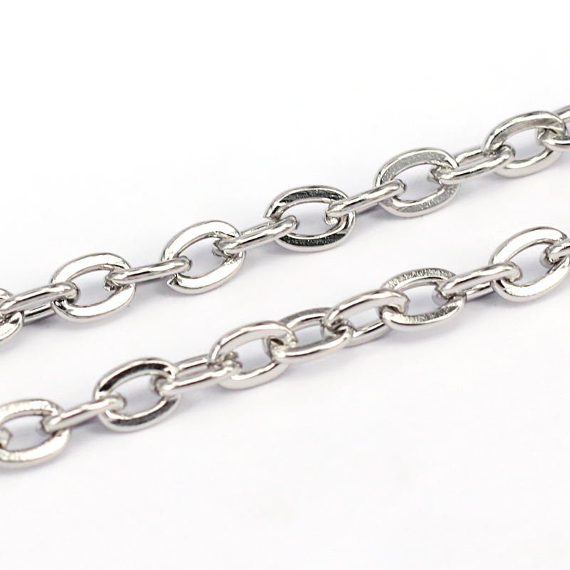 PandaHall 304 Stainles Steel Rolo Chains, Unwelded, Stainless Steel Color, 5x1x3.5mm Stainless Steel