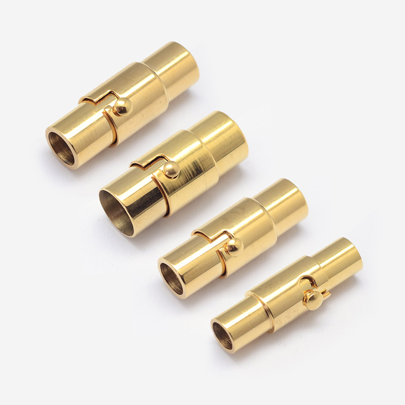PandaHall Column 304 Stainless Steel Magnetic Clasps, Golden, 11~18x5~8mm, Hole: 3~6mm Stainless Steel Column