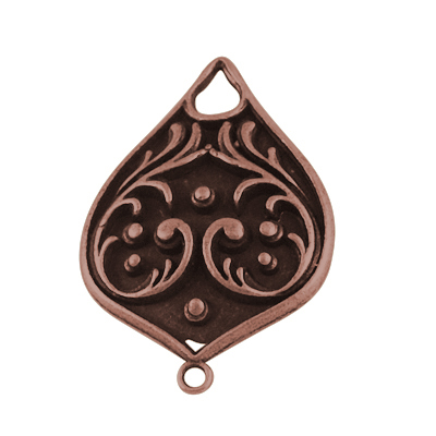 PandaHall Alloy Links, Chandelier Components, Lead Free & Nickel Free, Drop, Red Copper, 30x21x6mm, Hole: 1.5x1.5mm~4.5X3.5mm Alloy Drop