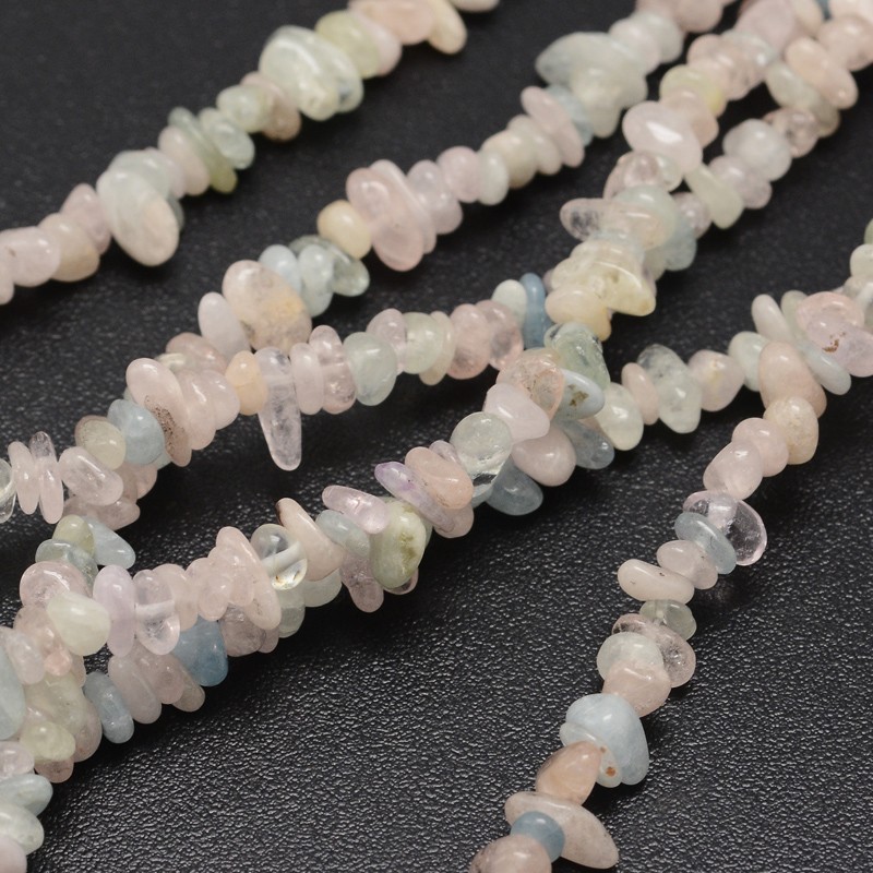 PandaHall Chips Natural Colorful Morganite Beads Strands, 3~8x3~12x3~5mm, Hole: 1mm; about 32" Morganite Chip