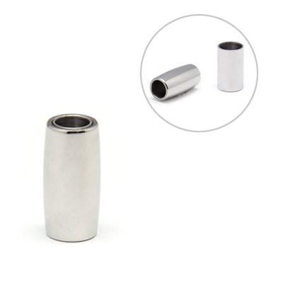 PandaHall 304 Stainless Steel Magnetic Clasps, Column, Stainless Steel Color, 18x10mm, Hole: 6mm Stainless Steel Column
