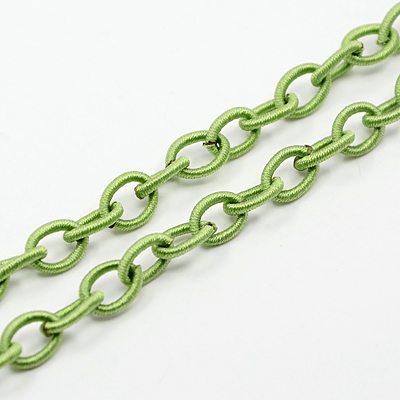 PandaHall Handmade Nylon Cable Chains Loop, Oval, LightGreen, 10x8x2mm, about 85cm/strand, 33.5" Nylon Green