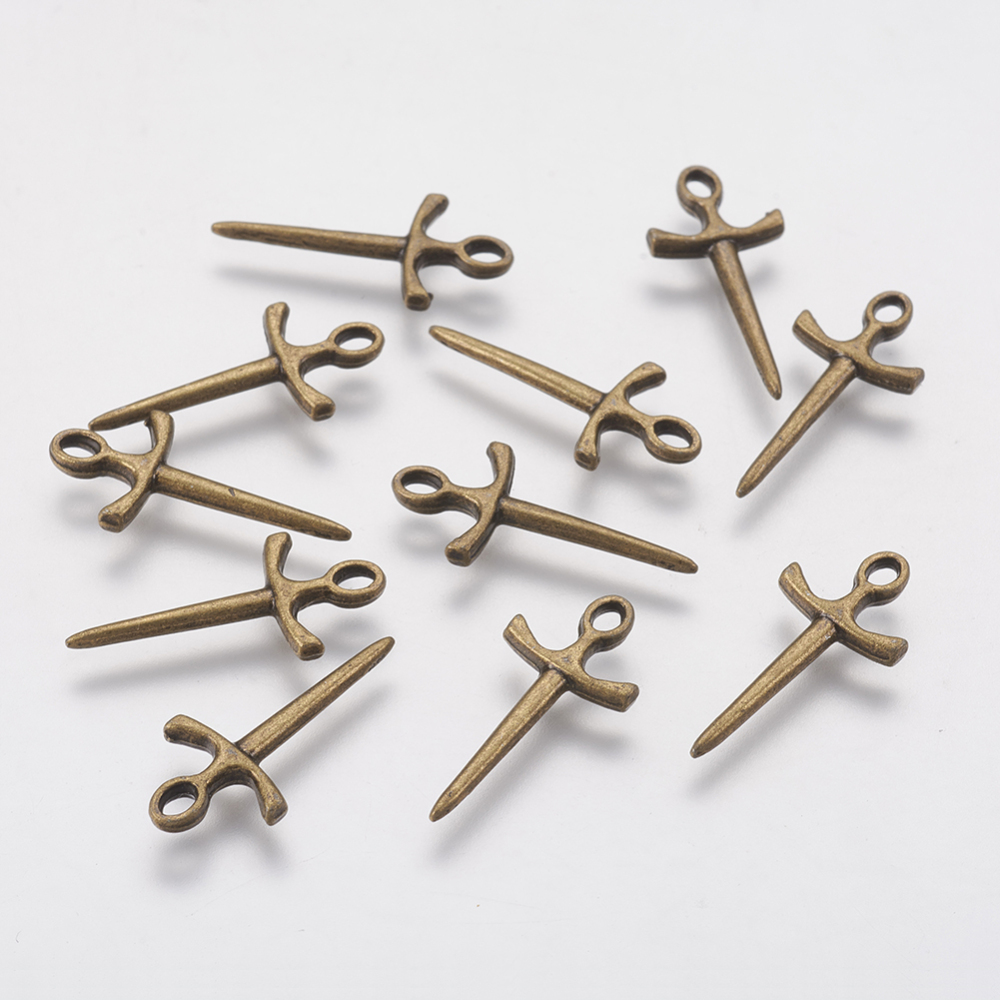 PandaHall Tibetan Style Pendants, Lead Free & Cadmium Free & Nickel Free, Antique Bronze Color, Dagger, 20.5mm long, 9.5mm wide, 2mm thick...