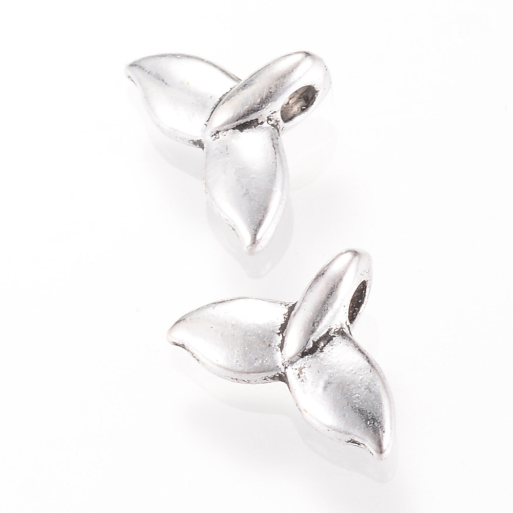 PandaHall Tibetan Style Alloy Charms, Whale Tail Shape, Cadmium Free & Nickel Free & Lead Free, Antique Silver, 7.5x11x3.5mm, Hole: 1.5mm;...