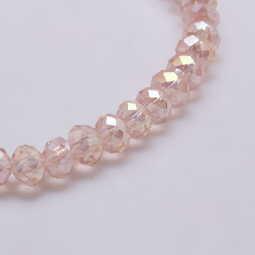 PandaHall Electroplate Glass Bead Strands, AB Color, Faceted, Rondelle, MistyRose, 6x4mm, Hole: 1mm; about 101pcs/strand, 18.5" Glass...