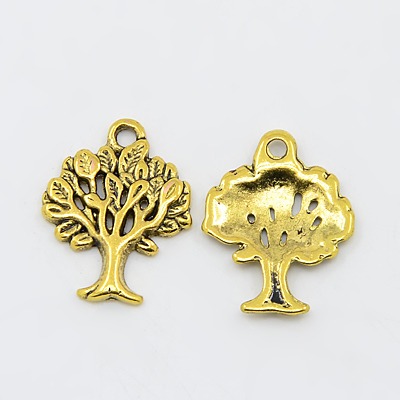 PandaHall Tibetan Style Alloy Pendants, Tree of Life Charms, Lead Free & Cadmium Free, Antique Golden, about 22mm long, 17mm wide, 2mm thick...