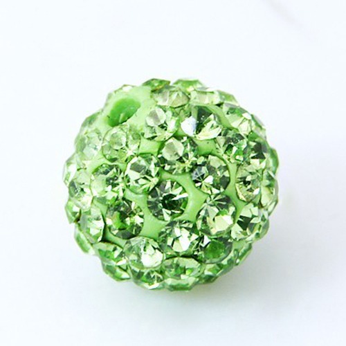PandaHall Handcraft DIY Polymer Clay Grade A Rhinestone Pave Disco Ball Beads, Round, Peridot, 10mm, Hole: 1.2~1.7mm Polymer Clay+Glass...