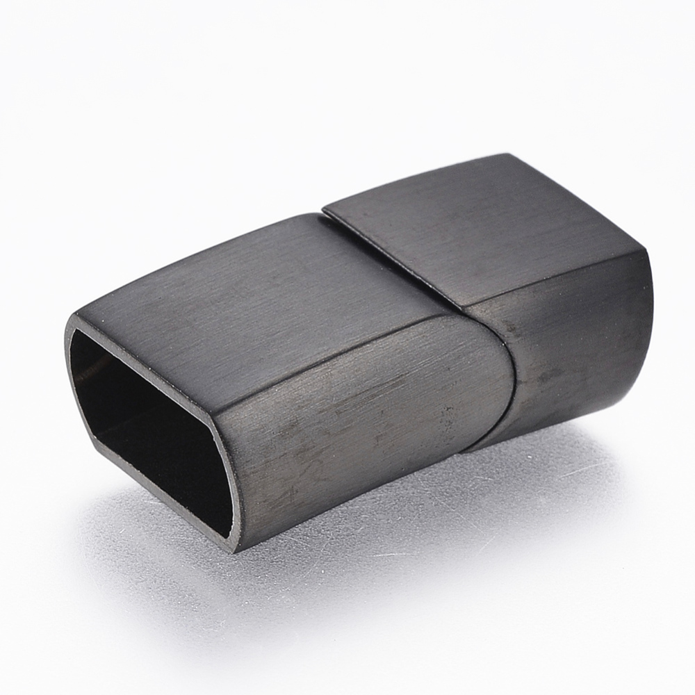 PandaHall 304 Stainless Steel Magnetic Clasps, Rectangle, Gunmetal, 23.5x13x8mm, Hole: 6x12mm Stainless Steel Rectangle