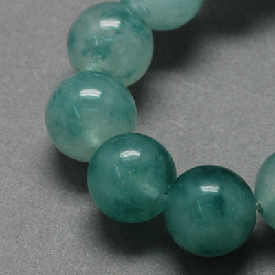 PandaHall Two Tone Natural Jade Bead Strands, Dyed, Round, Teal, 10mm; Hole: 1mm, about 38pcs/strand, 14.9" Other Jade Round Cyan