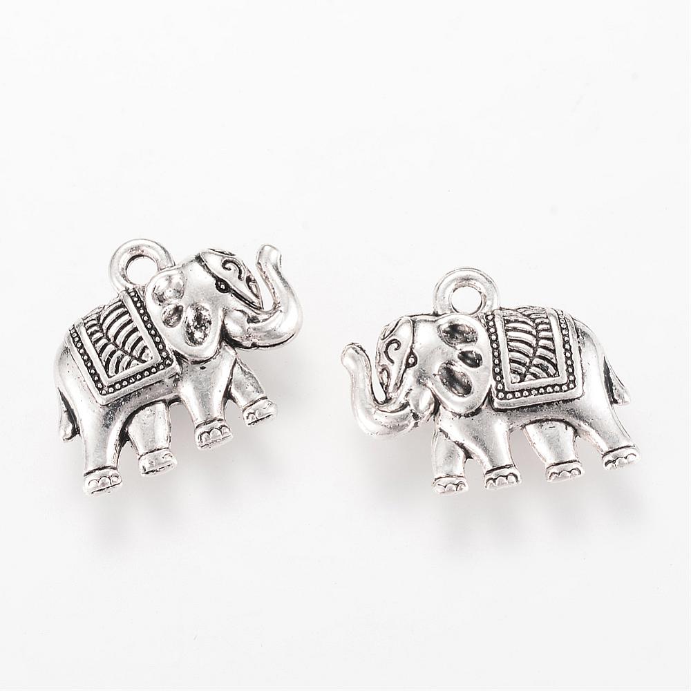 PandaHall Tibetan Style Alloy Pendants, Elephant, Lead Free & Cadmium Free, Antique Silver, 17x19x5mm, Hole: 2mm; about 285pcs/1000g Alloy...