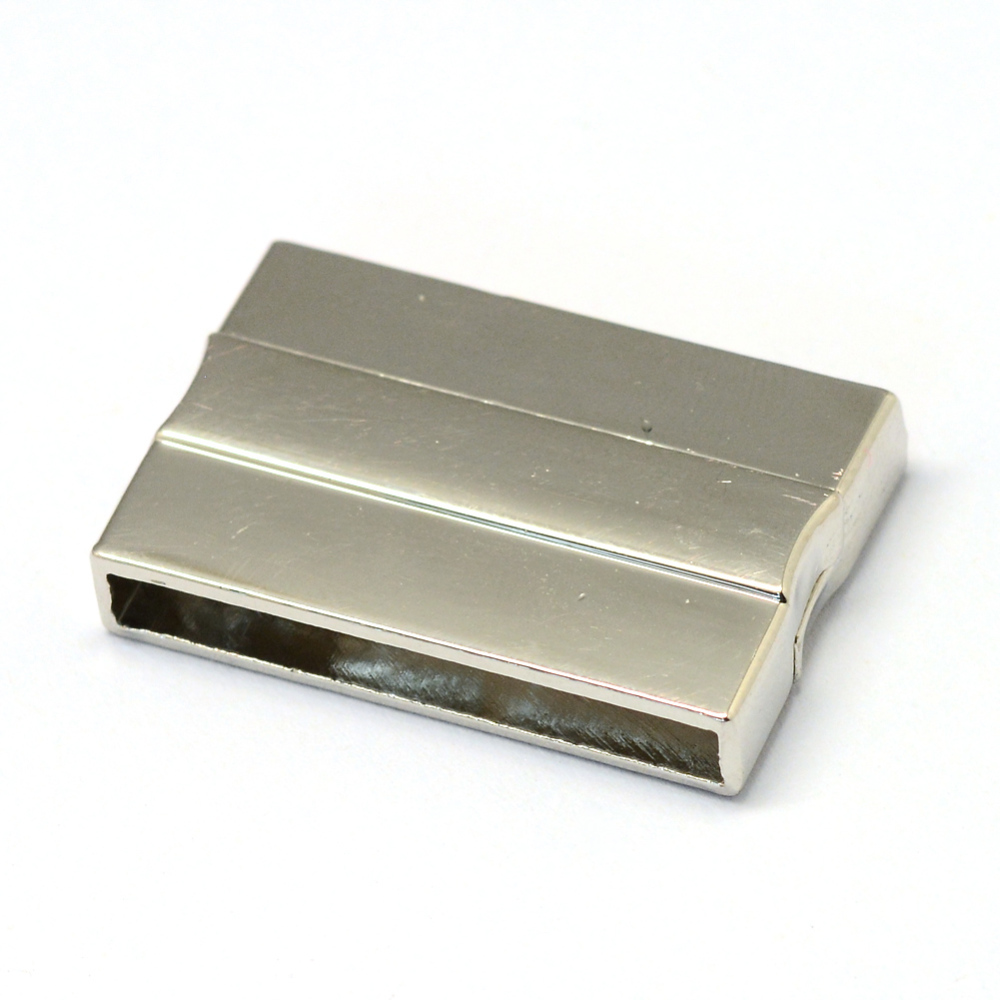 PandaHall Alloy Magnetic Clasps, Rectangle, Platinum, 21x32x6mm, Half Hole: 3.5x30mm Alloy Rectangle