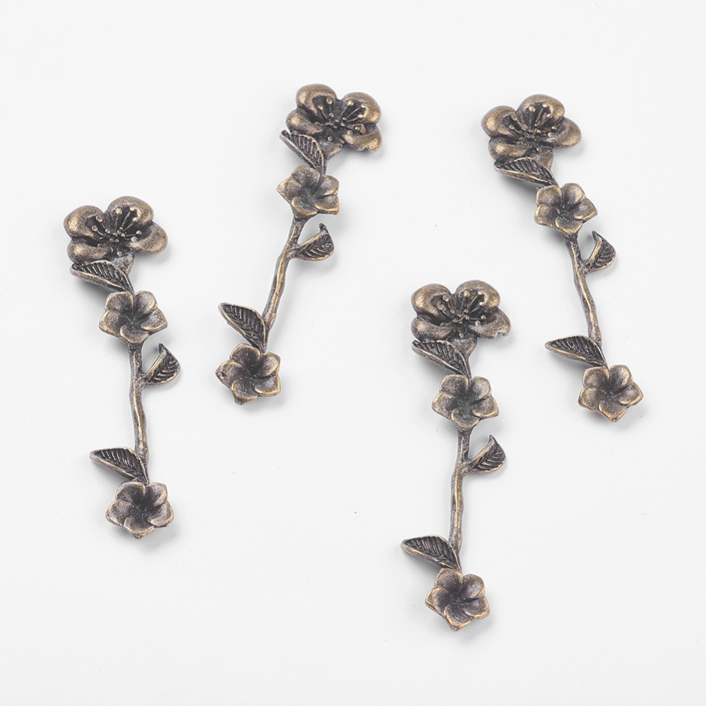 PandaHall Alloy Cabochons, Flower, Antique Bronze, 55x14x3mm Alloy Flower