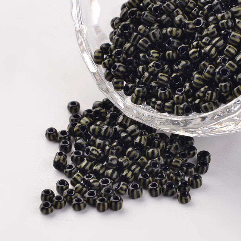 PandaHall 8/0 Opaque Colours Seep Glass Beads, Round Seed Beads, Black, 2.5~3x2~3mm, Hole: 0.8mm; about 15000pcs/450g Glass Black