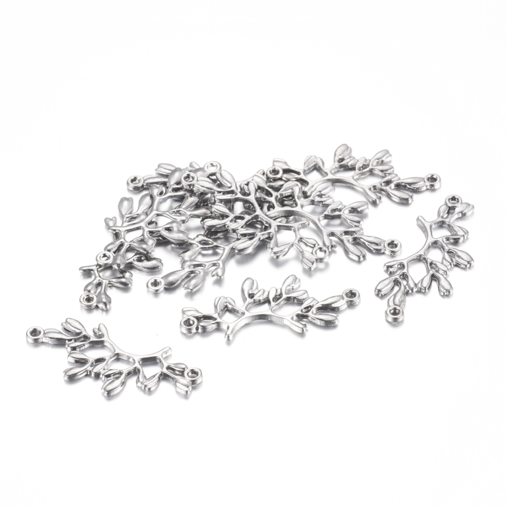 PandaHall Tibetan Alloy Links, Lead Free, Nickel Free and Cadmium Free, Leaf, Gunmetal, 38mm long, 17mm wide, 2mm thick, hole: 1.5mm Alloy...