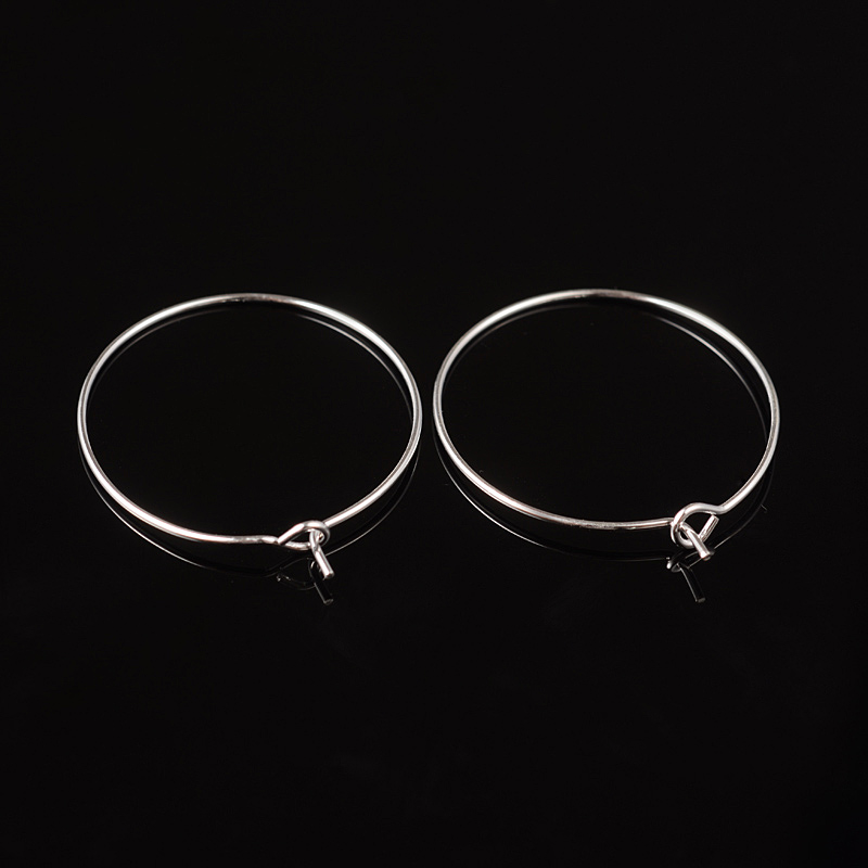 PandaHall Brass Wine Glass Charm Rings Hoop Earrings, Plated in Silver Color, Size: about 25mm in diameter, 0.8mm thick Brass