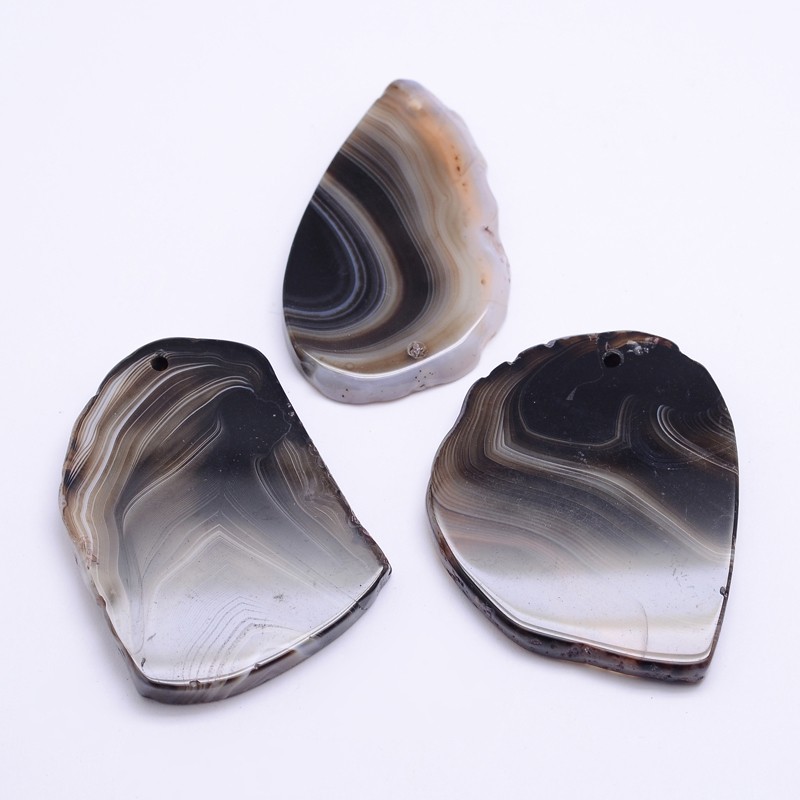PandaHall Nuggets Natural Agate Big Pendants, Dyed, 55~70x26~60x6~7mm, Hole: 2mm Natural Agate Nuggets Black