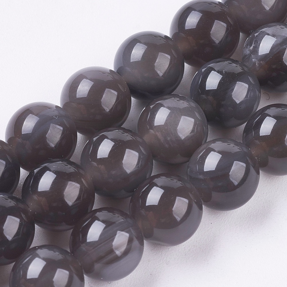 PandaHall Natural Ice Obsidian Beads Strands, Round, 6mm, Hole: 1mm; about 64pcs/strand, 15.3''(39cm) Obsidian Round