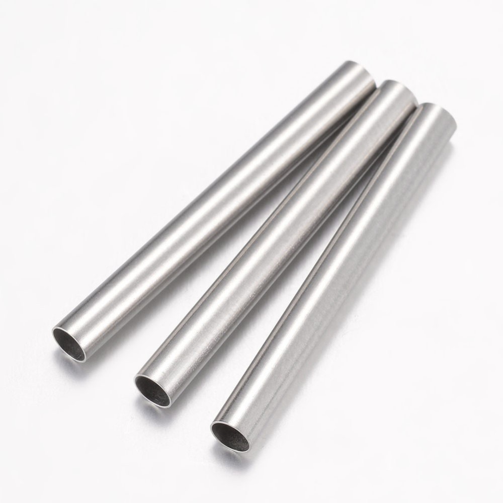 PandaHall 304 Stainless Steel Tube Beads, Stainless Steel Color, 30x3mm, Hole: 2.7mm Stainless Steel Tube