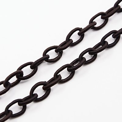 PandaHall Handmade Nylon Cable Chains Loop, Oval, Black, 10x8x2mm, about 85cm/strand, 33.5" Nylon Black
