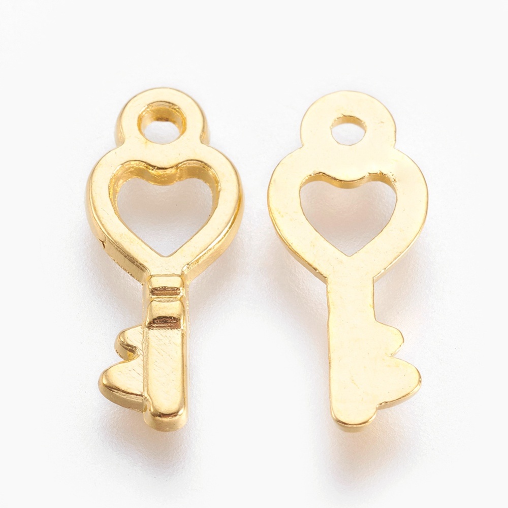 PandaHall Alloy Finding Pendants, Skeleton Key, Golden, Lead Free and Cadmium Free, 18x8x1mm, Hole: 1mm Alloy Key