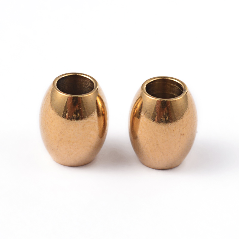 PandaHall Barrel 304 Stainless Steel Spacer Beads, Golden, 7x6mm, Hole: 3mm Stainless Steel Barrel