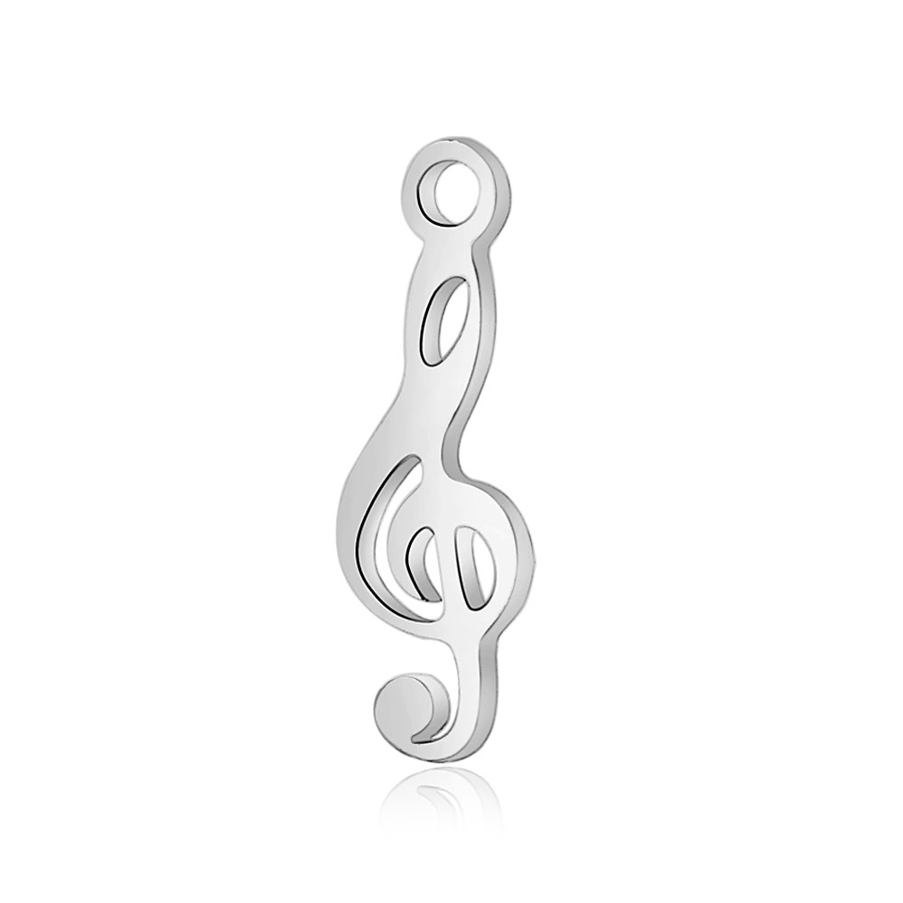 PandaHall 304 Stainless Steel Pendants, Treble Clef, Stainless Steel Color, 16.3x5.3x1mm, Hole: 1.5mm Stainless Steel Musical Note