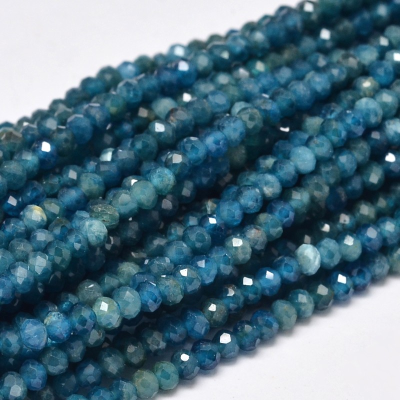 PandaHall Faceted Abaucs Natural Apatite Bead Strands, 3x2mm, Hole: 1mm; about 187pcs/strand, 15.5 Apatite Abacus