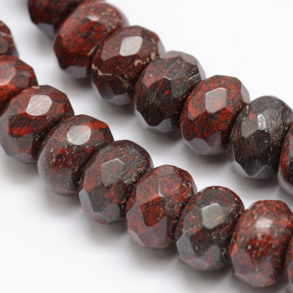 PandaHall Faceted Natural Mahogany Obsidian Rondelle Beads Strands, 8x5mm, Hole: 1mm; about 76pcs/strand, 15.2" Mahogany Obsidian Rondelle