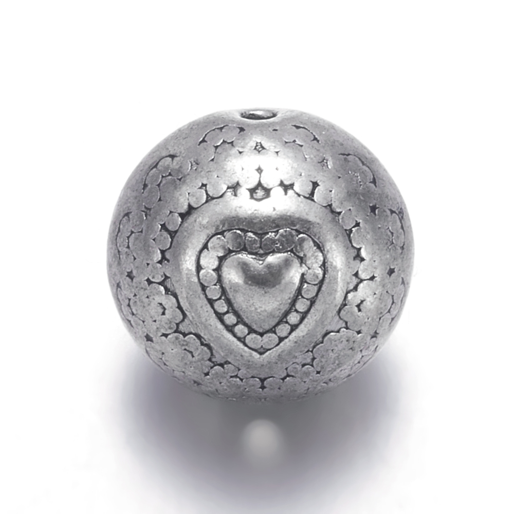PandaHall Tibetan Style Alloy Round Beads, Lead Free & Cadmium Free, Antique Silver, about 10mm in diameter, 8mm thick, Hole: 1.5mm Alloy...