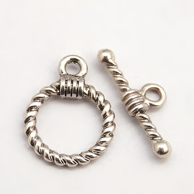 PandaHall Toggle Clasps, Lead Free & Cadmium Free & Nickel Free, Round, Antique Silver, Round: 19x14x3mm, Hole: 2mm, Bar: 20x8x3mm, Hole...