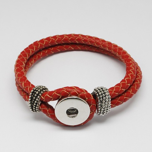 PandaHall Leather Snap Bracelet Making, with Brass Snaps and Alloy Findings, Platinum, Red, 230x19mm Leather Red