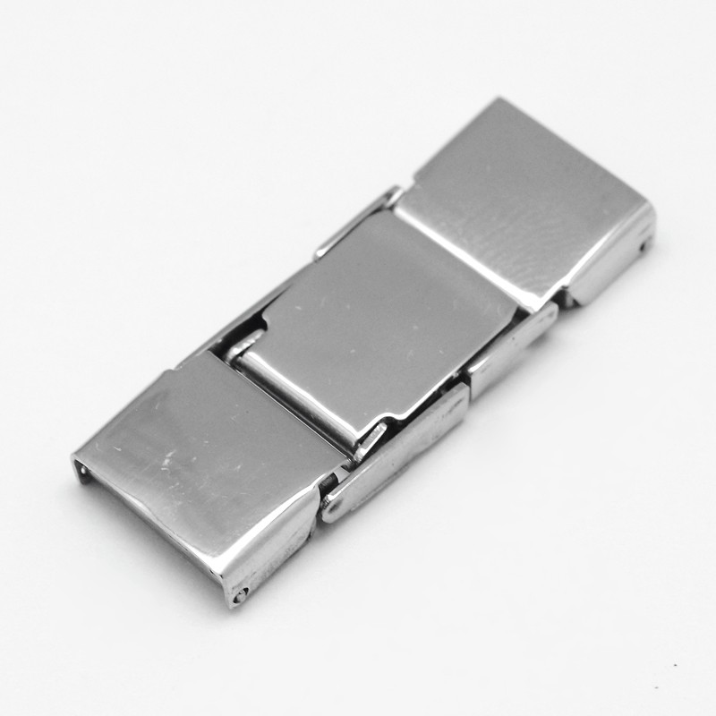 PandaHall Rectangle 304 Stainless Steel Watch Band Clasps, Stainless Steel Color, 33x11x4mm, Hole: 1x10mm Stainless Steel