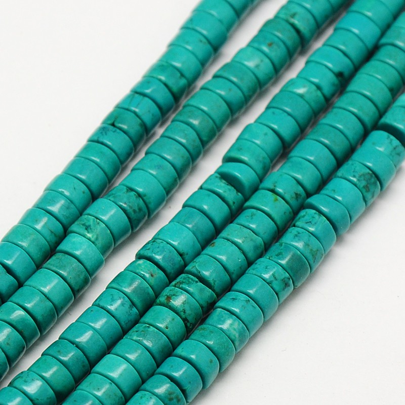 PandaHall Flat Round Natural Sinkiang Turquoise Beads Strands, DarkCyan, 6x3mm, Hole: 1mm; about 118pcs/strand, 15.7" Sinkiang Turquoise...
