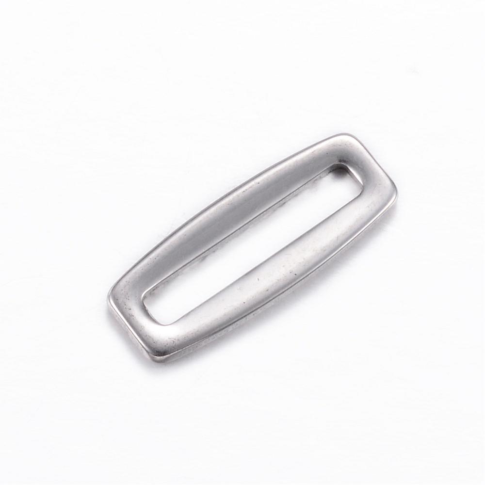 PandaHall 304 Stainless Steel Linking Rings, Rectangle, Stainless Steel Color, 20x8x1.5mm Stainless Steel Rectangle