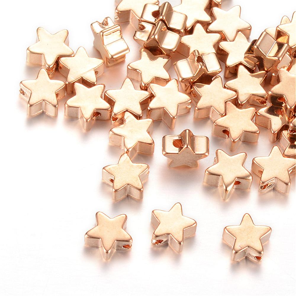 PandaHall Brass Beads, Star, Light Gold, 5.5x6x2.5mm, Hole: 1mm Brass Star