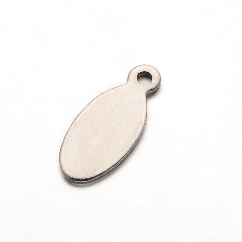 PandaHall Oval 304 Stainless Steel Pendants, Stainless Steel Color, 16x7x1mm, Hole: 1.5mm Stainless Steel Oval