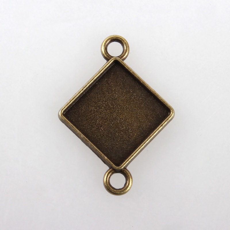 PandaHall Vintage Tibetan Alloy Rhombus Cabochon Connector Bezel Settings, Nickel Free, Antique Bronze, Square Tray Side Length: 15mm;...