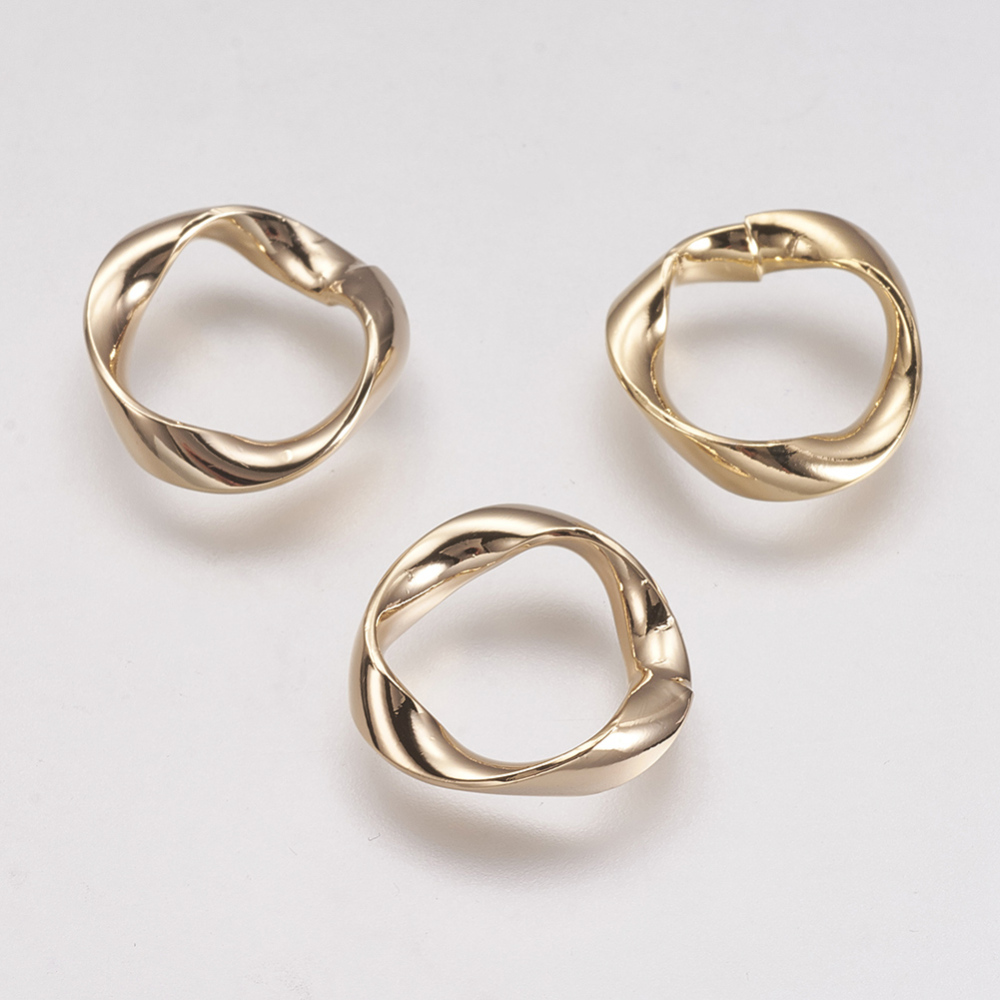 PandaHall Brass Linking Rings, Real Gold Plated, Twisted Ring, 15x14x3mm Brass Ring