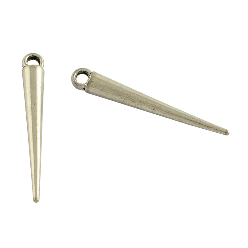 PandaHall Tibetan Style Alloy Spike Pendants, Cadmium Free & Nickel Free & Lead Free, Antique Silver, 34x4.5x4.5mm, Hole: 3mm; about...