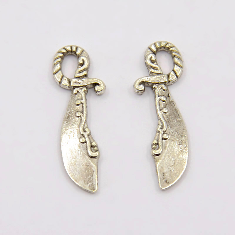 PandaHall Tibetan Style Alloy Pendants, Broadsword, Antique Silver, 25x6x2mm, Hole: 2mm Alloy Tool