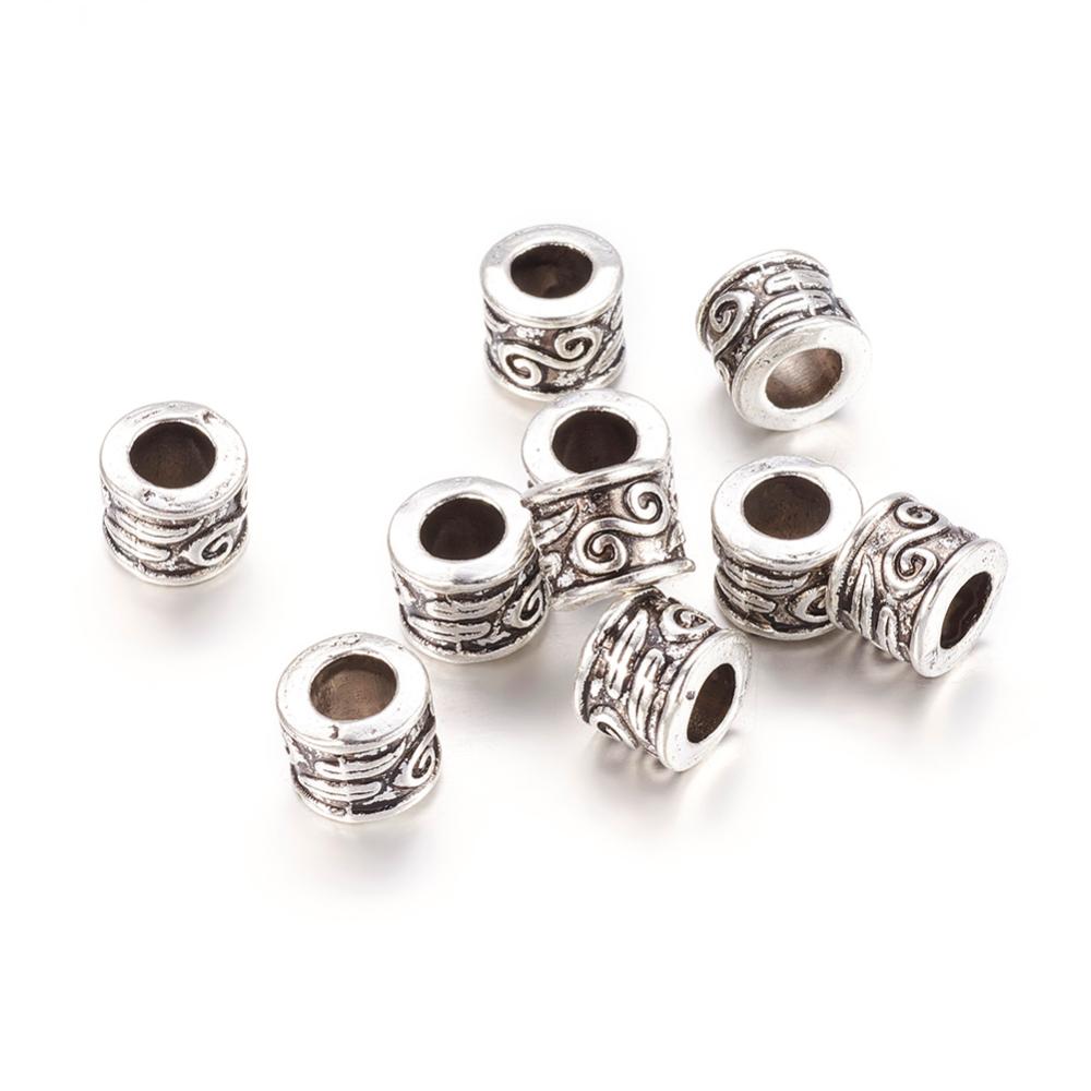 PandaHall Large Hole Beads, Tibetan Style European Beads, Antique Silver, Lead Free, Cadmium Free and Nickel Free, Column, 8.5mm in diameter...