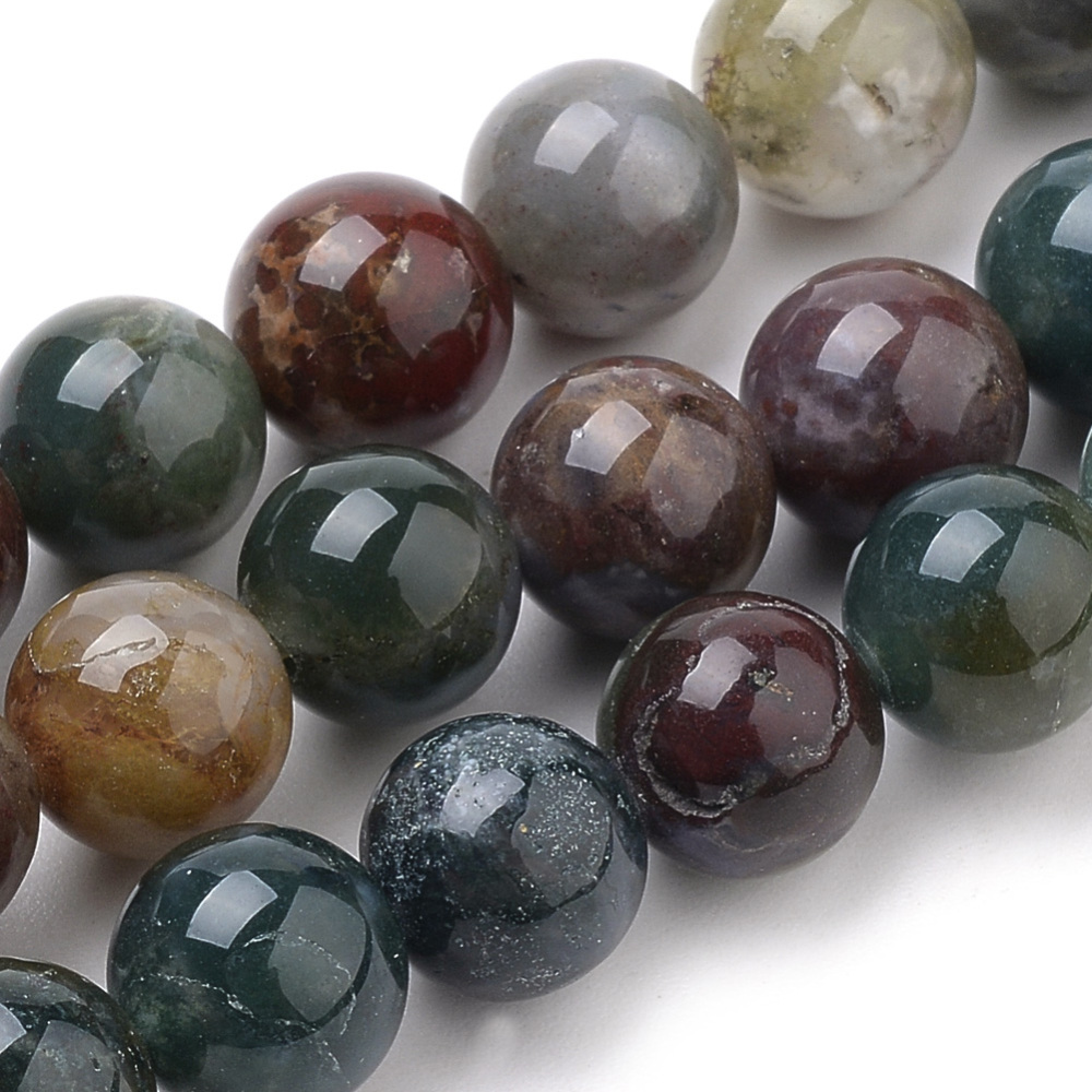 PandaHall Natural Indian Agate Beads Strands, Round, 8mm, Hole: 1mm; about 50pcs/strand, 15.7" Indian Agate Round