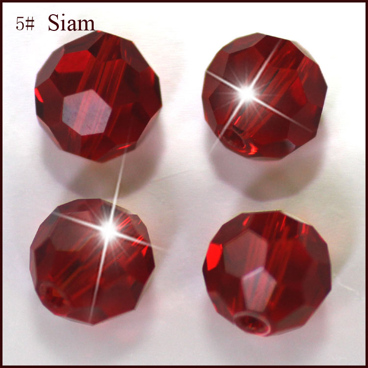 PandaHall Imitation Austrian Crystal Beads, Grade AAA, Faceted, Round, DarkRed, 8mm, Hole: 1mm Glass Round Red