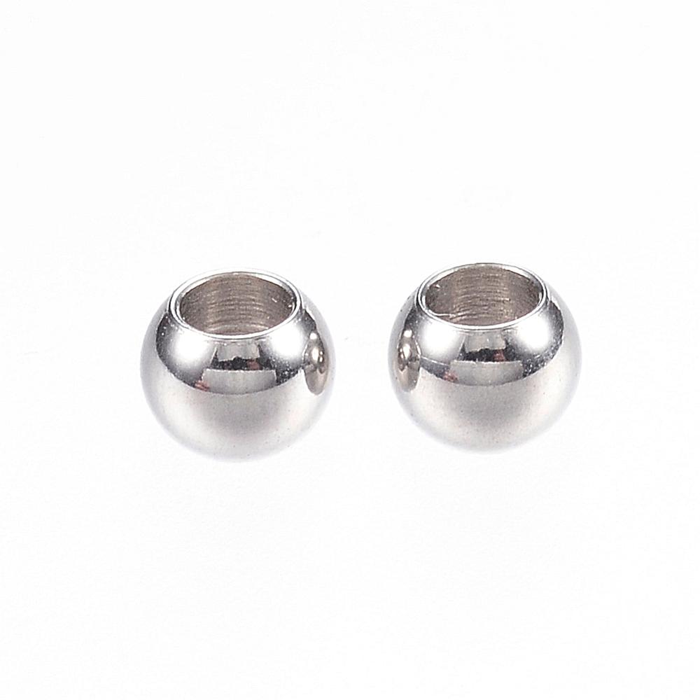 PandaHall 304 Stainless Steel Beads, Rondelle, Stainless Steel Color, 4x3mm, Hole: 2mm Stainless Steel Rondelle