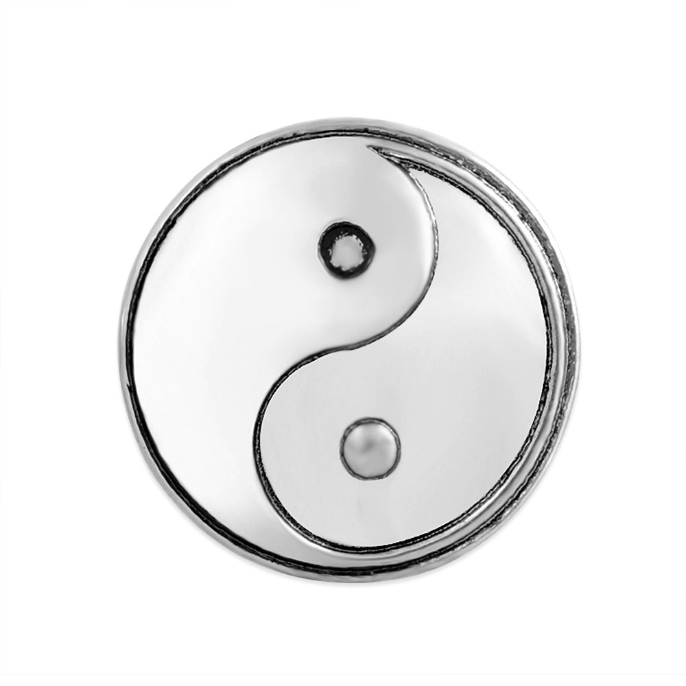 PandaHall Alloy Snap Jewelry Buttons, Flat Round with Yin Yang, Antique Silver, 20mm Flat Round