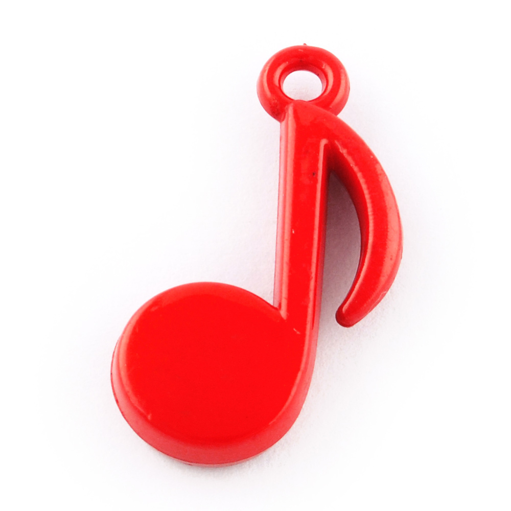 PandaHall Opaque Acrylic Pendants, Musical Note, Red, 27x15x4.5mm, Hole: 2.5mm; about 700pcs/500g Acrylic Musical Note Red